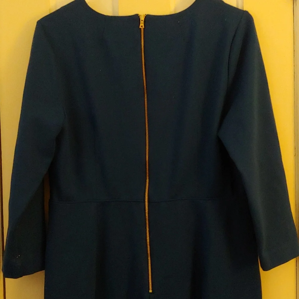 J.Crew‎ Blue Ponte Knit Dress Size 12 Exposed Back Zipper